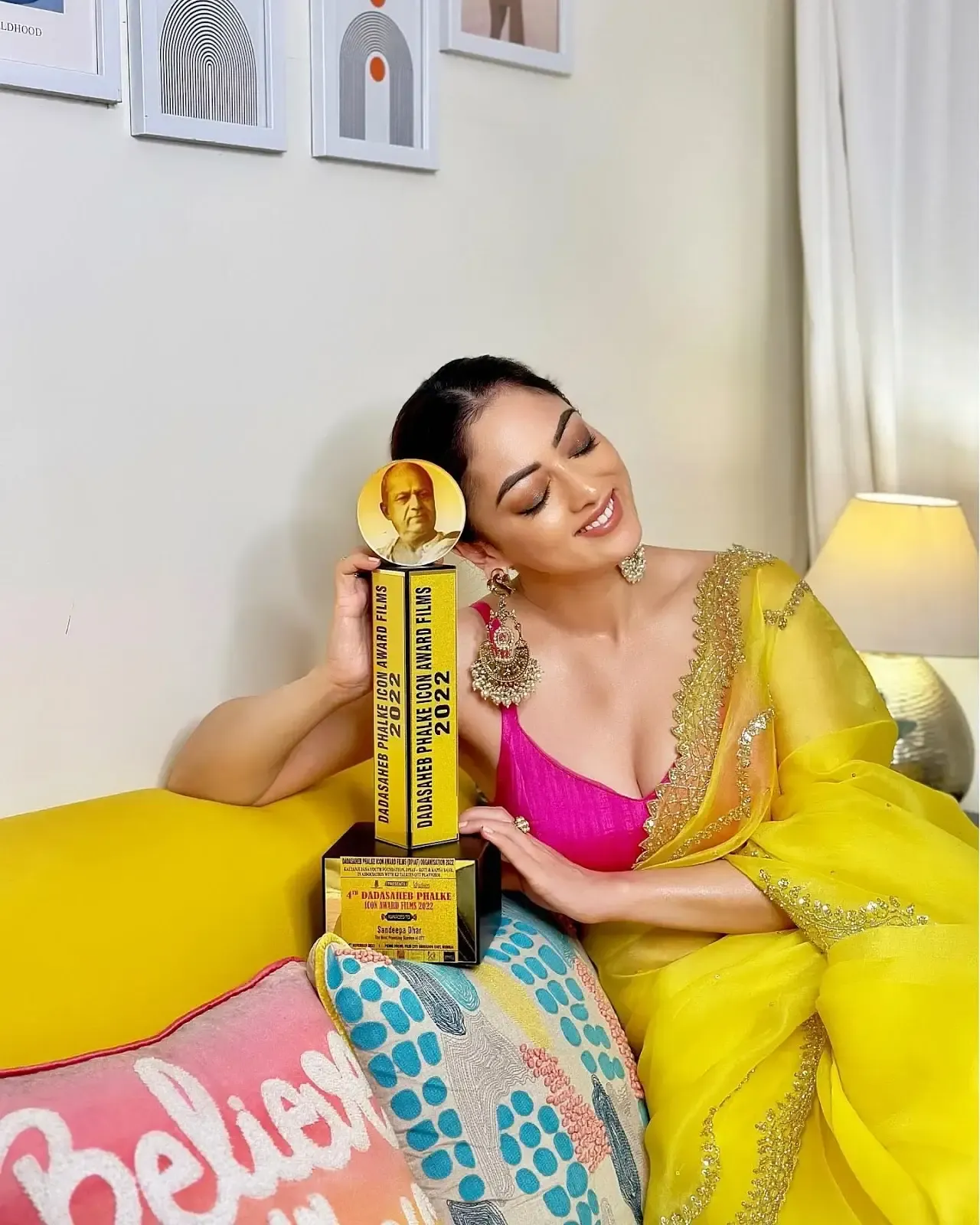 NORTH INDIAN MODEL SANDEEPA DHAR IMAGES IN TRADITIONAL YELLOW SAREE 2